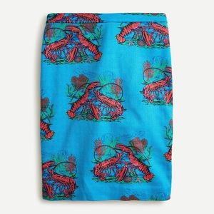 J. Crew No. 2 lobster print pencil skirt